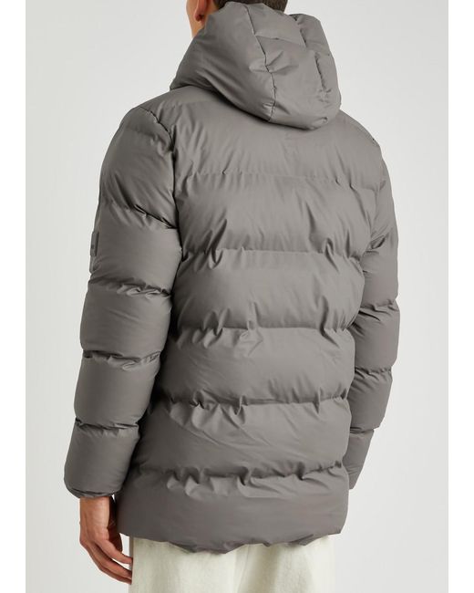 Rains Gray Alta Quilted Rubberised Coat for men