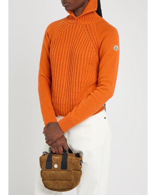 Moncler Brown Caradoc Micro Suede Cross-Body Bag