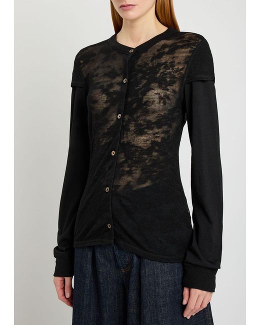 Our Legacy Black Heat Floral-Jacquard Merino Wool Top