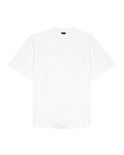 Balenciaga White Hand-Drawn Logo Cotton T-Shirt for men