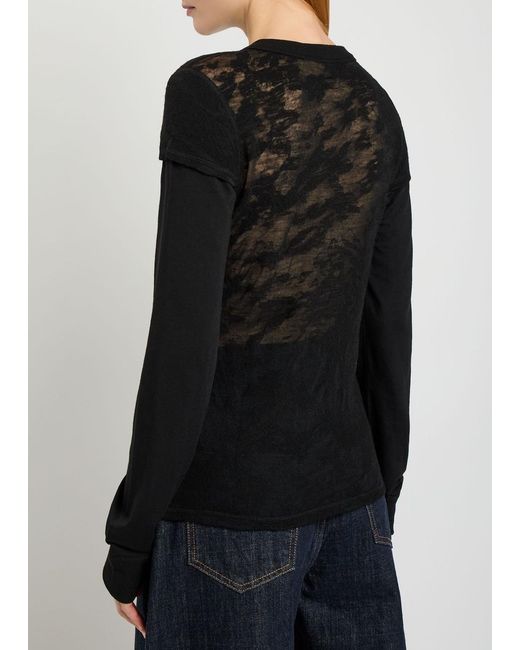 Our Legacy Black Heat Floral-Jacquard Merino Wool Top