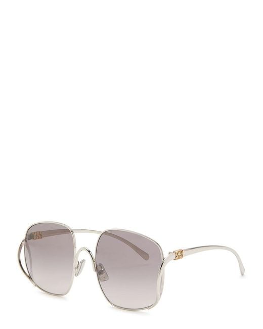 Miu Miu Metallic Oversized Square-Frame Sunglasses