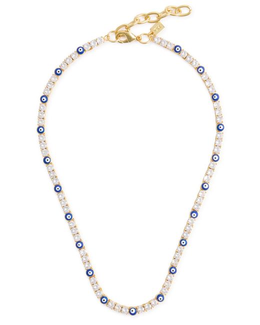 Crystal Haze Jewelry Metallic Serena X Evil Eye Crystal-embellished 18kt Gold-plated Necklace