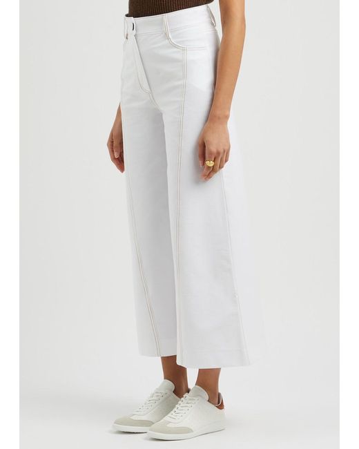 Max Mara White Foster Cropped Stretch-Cotton Trousers