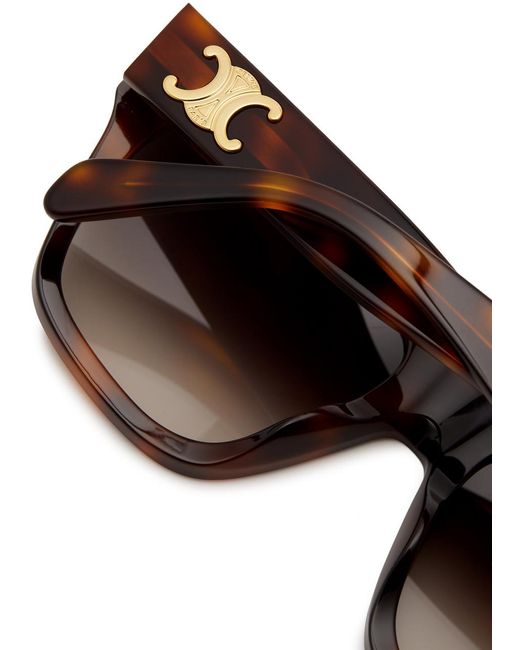 Céline Brown Oversized Square-frame Sunglasses Graduated Lenses, Designer Plaque At Temples, 100% Uv Protection