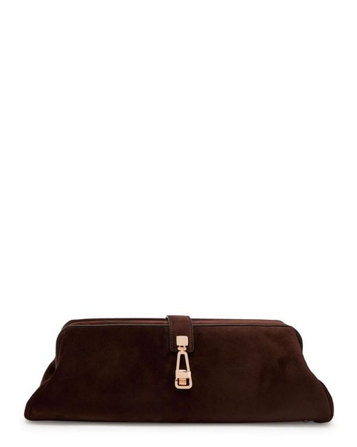 Gabriela Hearst Brown Baguette Suede Clutch Bag