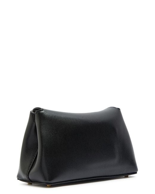 Totême Black T-Lock Mini Leather Clutch