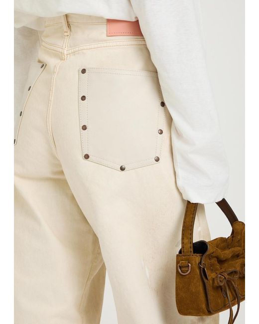 Acne Natural 1981 Paint-Effect Wide-Leg Jeans