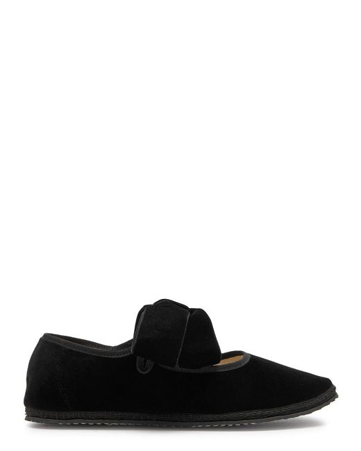 Vibi Venezia Black Bow Velvet Mary Jane Flats