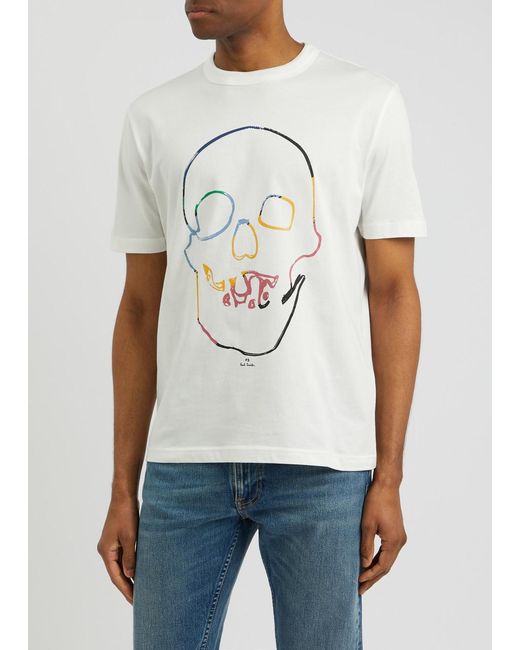 PS by Paul Smith White Printed Cotton T-Shirt for men