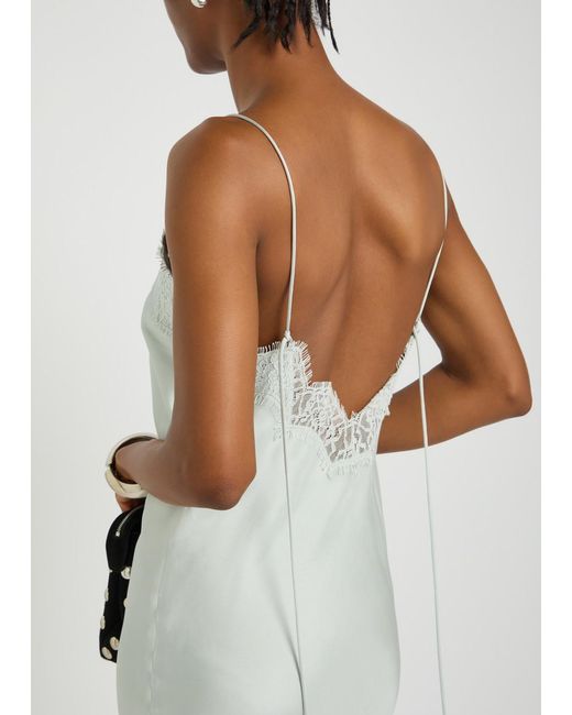 Rohe White Lace-Trim Silk Midi Slip Dress