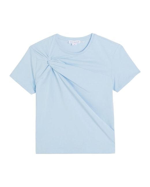 GOOD AMERICAN Blue Twist-Effect Stretch-Cotton T-Shirt