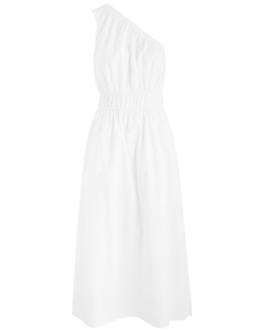 Rails White Selani One-Shoulder Cotton-Blend Midi Dress