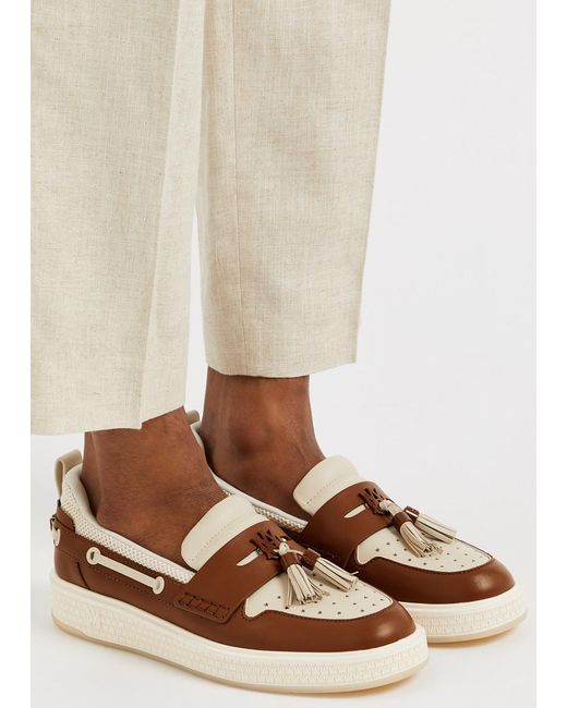 Amiri Brown Panelled Leather Loafer Sneakers for men