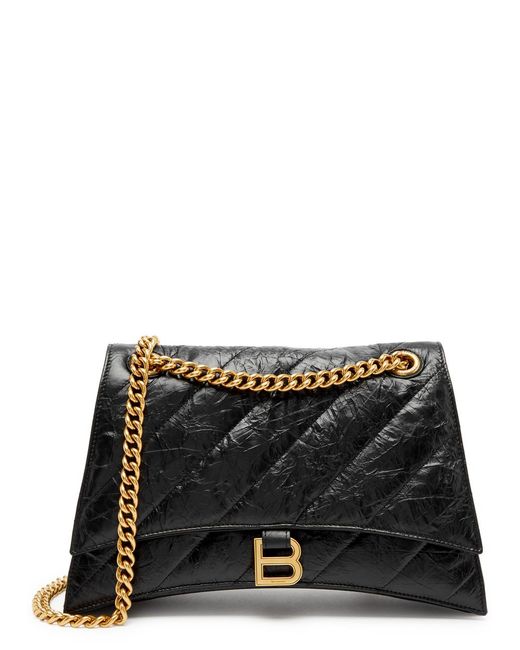 Balenciaga Black Crush Medium Quilted Leather Shoulder Bag