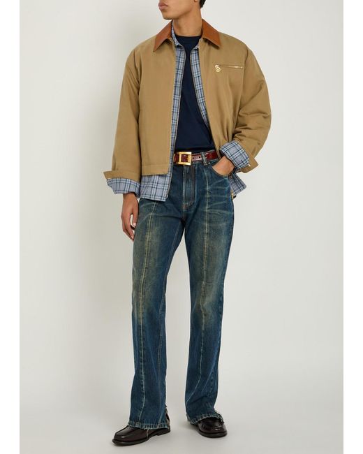 Versace Blue Distressed Straight-Leg Jeans for men