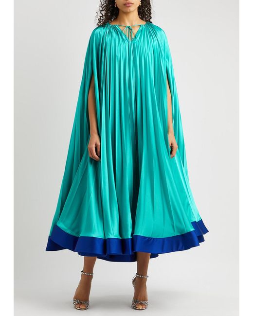 Roksanda Blue Anaphora Pleated Satin Dress