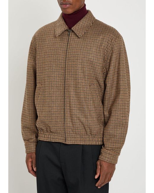 Saint Laurent Brown Houndstooth-Jacquard Woven Jacket