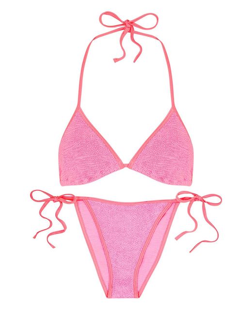 Hunza G Pink Gina Seersucker Bikini
