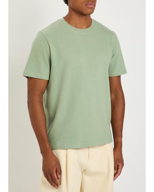 Wax London Green Dean Textured-Knit Cotton T-Shirt for men