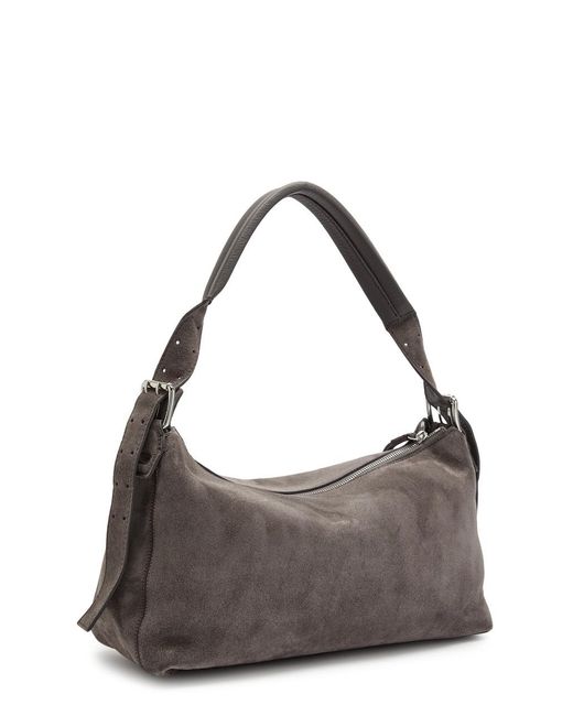 Lemaire Brown Belted Baguette Suede Shoulder Bag