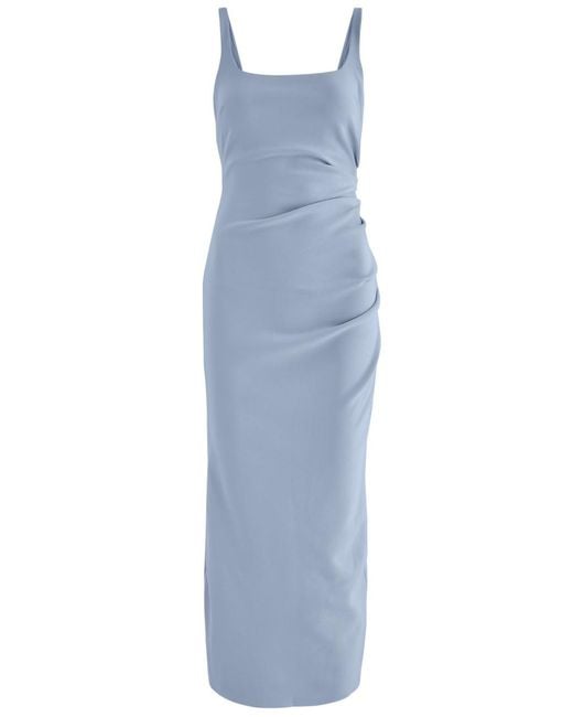 Bec & Bridge Blue Karina Tuck Ruched Midi Dress