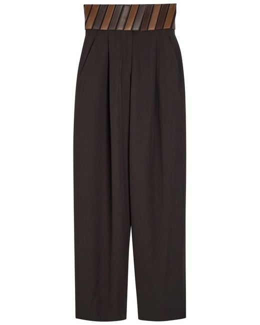 Alaïa Black Panelled Belted Wool Trousers