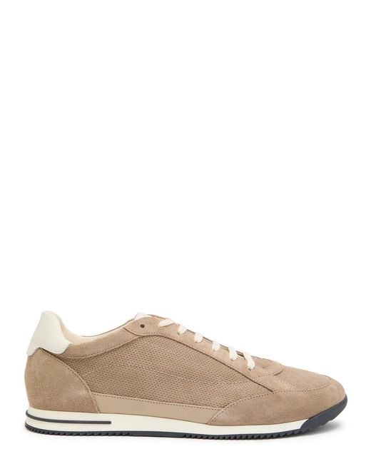 Brunello Cucinelli Brown Panelled Suede Sneakers for men
