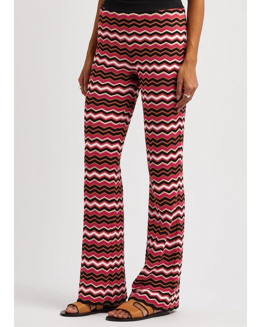 Missoni Red Zigzag-intarsia Knitted Trousers