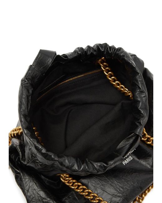 Balenciaga Black Crush Small Crinkled Leather Bucket Bag