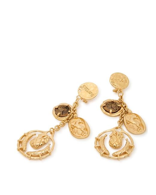 Chloé Metallic The Chloé Medals Drop Earrings