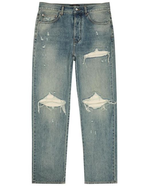 Amiri Blue Mx1 Ripped Straight-Leg Jeans for men