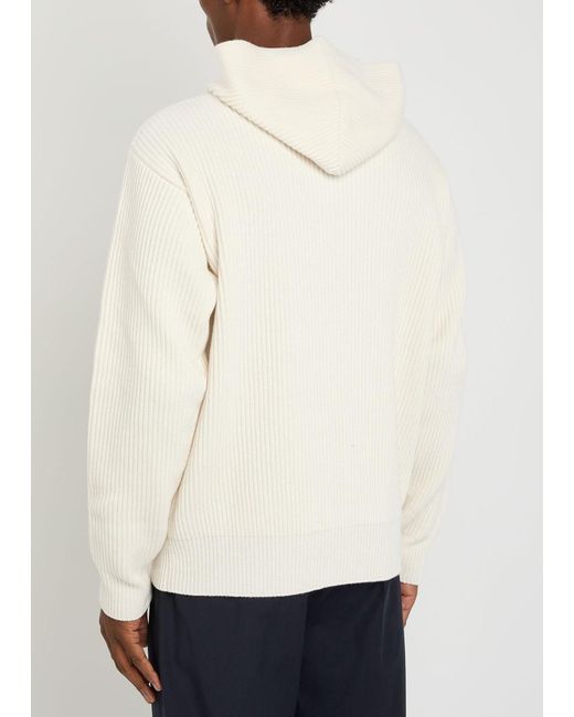 Lardini White Ribbed Hooded Wool And Cashmere-Blend Jumper for men