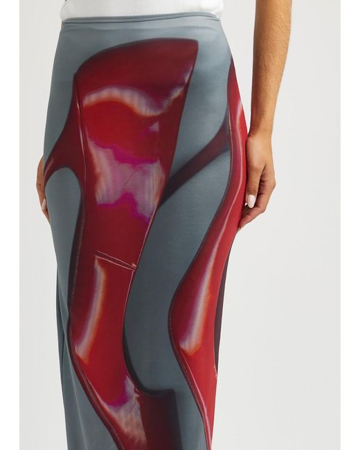 Acne Red Printed Stretch-Jersey Maxi Skirt