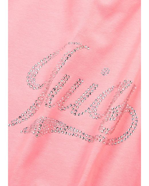 Juicy Couture Pink Retro Logo-Embellished Cotton T-Shirt