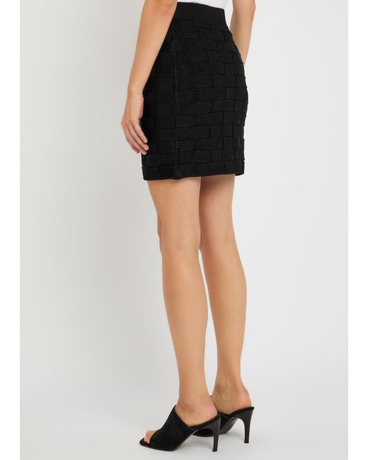 TOVE Black Ash Checked Knit Mini Skirt