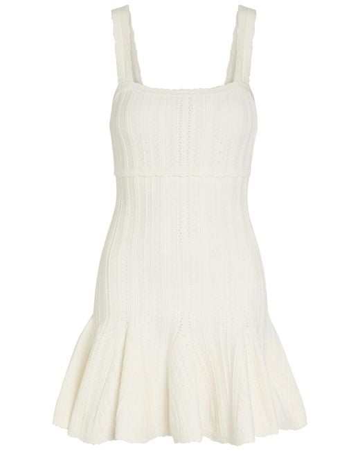 LoveShackFancy White Tabatha Pointelle-Knit Mini Dress