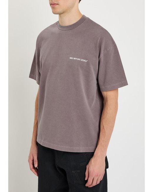 MKI Miyuki-Zoku Purple Uniform Logo-Print Cotton T-Shirt for men