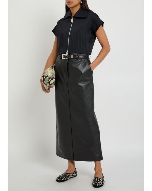 Khaite Blue Robin Pinstripe Wool-Blend Top