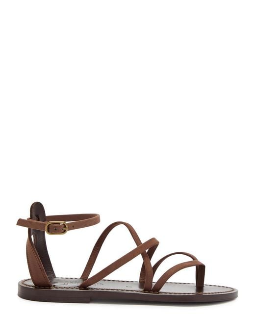 K. Jacques Brown Epicure Cross-Over Leather Sandals
