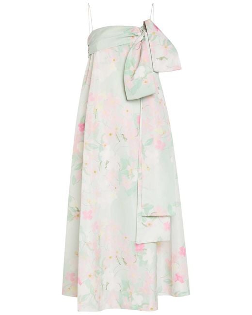 BERNADETTE White Bailey Bow Floral-Print Shell Midi Dress