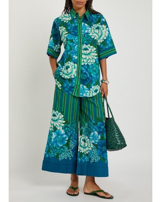 ALÉMAIS Blue Margo Floral-Print Cotton Shirt