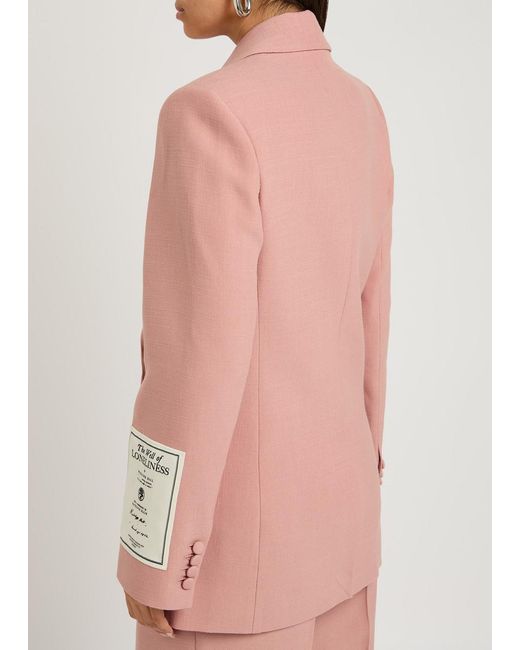 Erdem Pink Double Breasted Twill Blazer