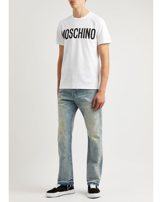 Moschino White Logo-print Cotton T-shirt for men