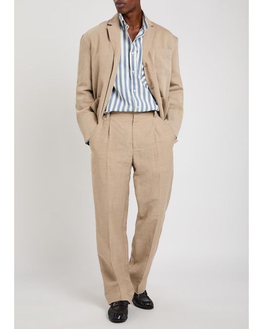 Jacquemus Natural Le Pantalon Croisiere Straight-Leg Linen-Blend Trousers for men