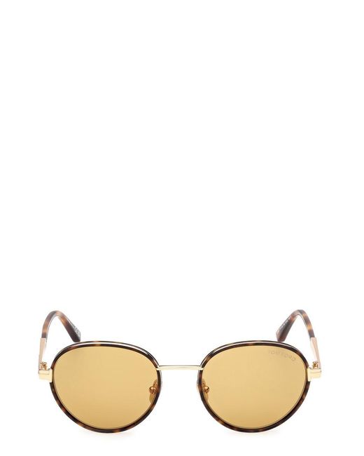 Tom Ford Natural Round-Frame Sunglasses for men