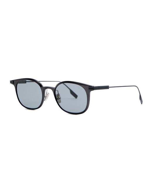 Zegna Gray Round-Frame Sunglasses