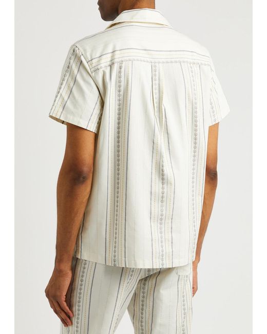 Les Deux White Leo Stripe-Jacquard Cotton Shirt for men