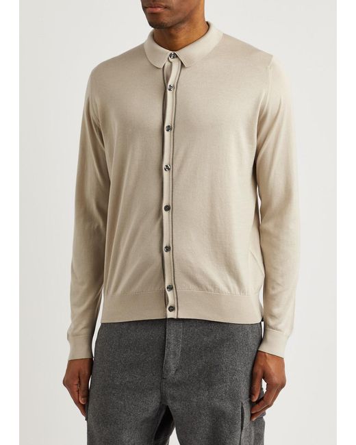 John Smedley Natural Shadow Knitted Cotton Shirt for men