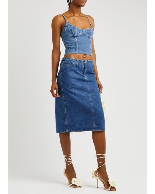 Magda Butrym Blue Cropped Corset Top
